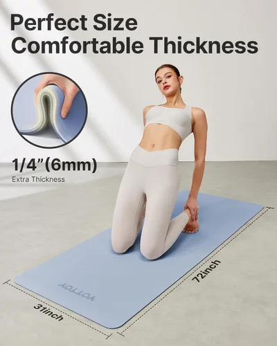 Miniatura 2 de Esterilla de yoga, esterilla de ejercicios antideslizante de TPE (1/4 pulgada) para pilates, fitness y entrenamientos a pie descalzo, esterilla