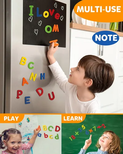 Miniatura 3 de Coogam EVA, letras magnéticas con números de 78 piezas del alfabeto ABC 123 para nevera, coloridos juguetes educativos, aprendizaje preescolar
