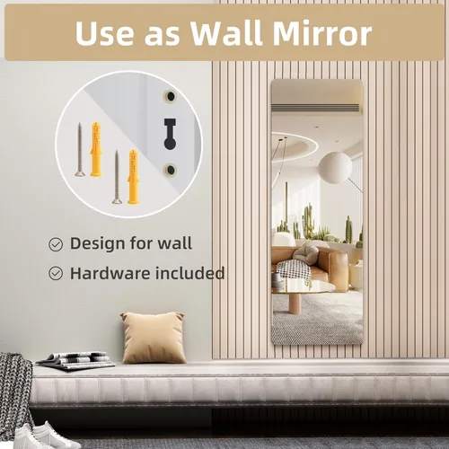 Miniatura 5 de Hasipu Espejo de Puerta de Cuerpo Completo, 47" x 16" Espejo de Cuerpo Completo Sobre la Puerta Colgante Montado en Pared para Dormitorio, Sala