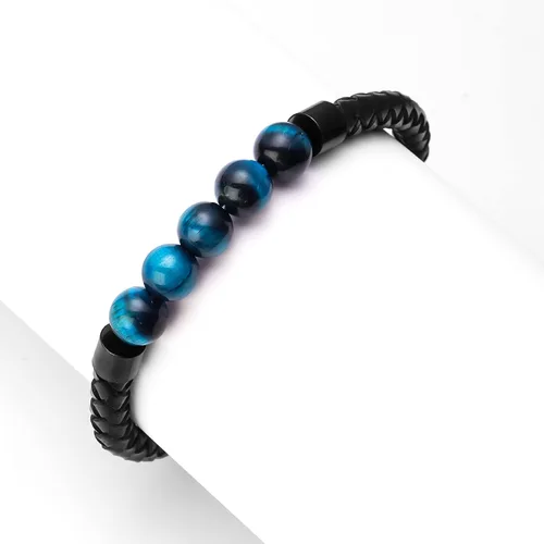 Miniatura 5 de Ckysee Pulsera de protección de 7 chakras pulsera de Lava Project Rock Lokai pulsera curativa de equilibrio de cuero genuino con cierre magnético