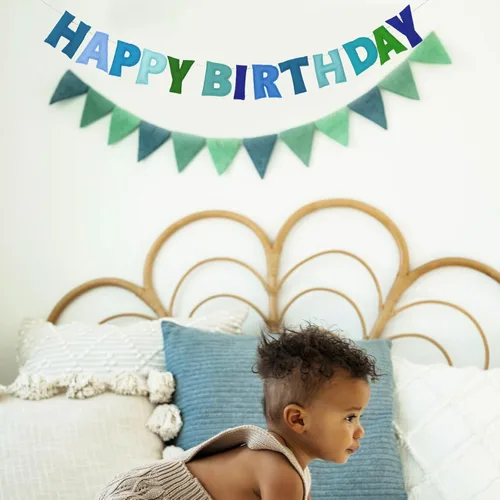 Miniatura 5 de Cartel de feliz cumpleaños preencordado – Guirnalda de bola de fieltro, decoraciones de fiesta de arcoíris, guirnalda de feliz cumpleaños, letrero