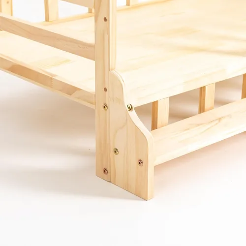 Miniatura 4 de Cama elevada de madera para mascotas con rieles, marco de cama de madera maciza para gatos, uso en interiores, grande, 37.8 x 22.1 pulgadas