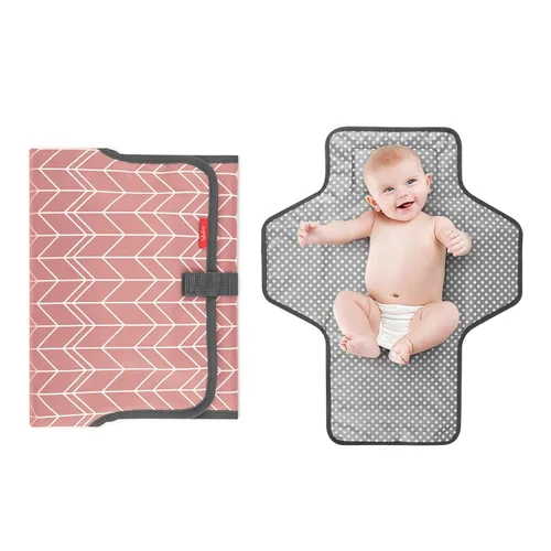 Babebay Cambiador de pañales portátil impermeable, tapete cambiador de viaje plegable para bebé, niña, niño, estación de cambio de viaje ligera,