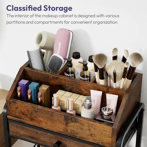 Miniatura 4 de SWTYMIKI Carrito organizador de maquillaje rodante, almacenamiento para el cuidado de la piel con cajones no tejidos, organizador de tocador