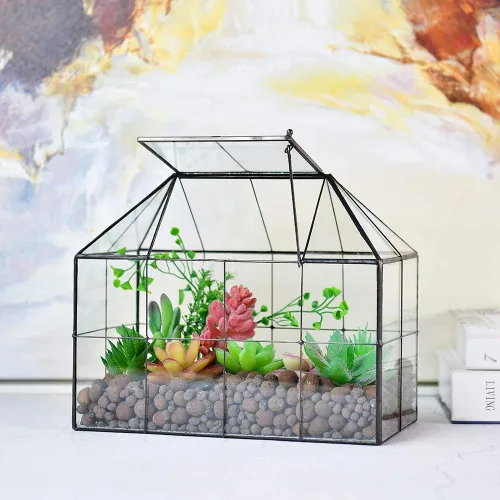 Miniatura 4 de Maceta grande de vidrio para casa de terrario – Invernadero de vidrio para plantas suculentas con tapa 9.8 x 7.9 x 5.9 pulgadas NA