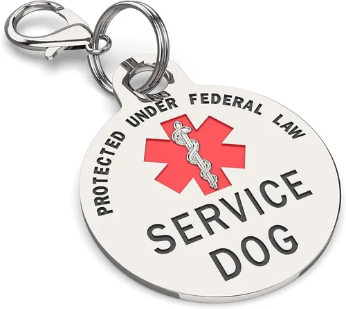 Miniatura 3 de Etiqueta de perro de servicio para razas pequeñas, identificación de doble cara de 0.999 pulgadas, grabada en negrita, protegida bajo la ley federal