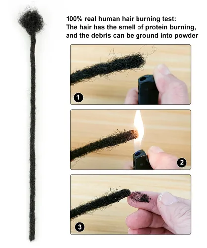 Miniatura 4 de Extensiones de rastas de cabello humano de 6 pulgadas, 10 hebras, 100% cabello humano, extensiones de rastas hechas a mano para hombres, mujeres
