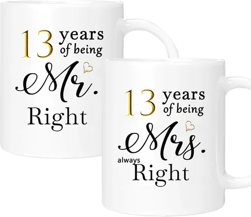 Miniatura 38 de Juego de 2 Tazas de Café del 11º Aniversario, Regalos de Boda del 11º Año Decoraciones de Aniversario para Parejas Padres Hombres Mujeres Marido