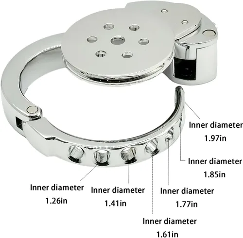 Miniatura 6 de Jaula de castidad masculina, dispositivo de castidad con botón de castidad, jaula de metal para pene pequeño, juguete sexual para adultos con anillo