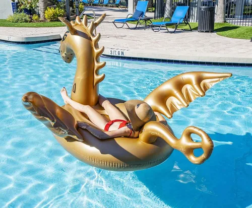 Miniatura 5 de Flotador para alberca gigante, inflable 103 pulgadas. dorado Dragón