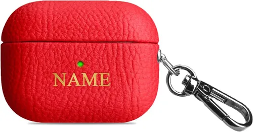 Miniatura 9 de Funda de cuero con iniciales personalizadas para Apple Airpods Pro de 2ª generación, funda vegana de lujo con llavero y letras en relieve con nombre