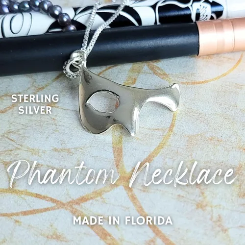 Miniatura 6 de Collar con máscara de fantasma de la ópera, hecho a mano, plata de ley maciza, caja de regalo con tarjeta de historia para elenco o fanático