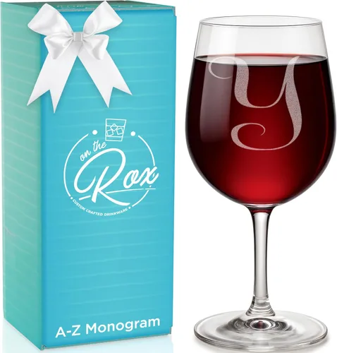 Miniatura 27 de Regalos de vino con monograma A-Z para mujer, copa de vino personalizada grabada de 12.75 onzas, regalos divertidos con monograma para amantes