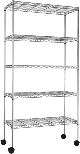 Miniatura 15 de Estantería de alambre de 32 pulgadas de alto x 23 pulgadas de ancho x 13 pulgadas de profundidad, estante de almacenamiento con ruedas, estante