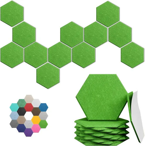 Miniatura 24 de Paneles Acústicos Hexagonales - Paquete de 12 Paneles de Absorción de Sonido de Alta Densidad 12"X10"X0.4" para Reducción Mejorada de Ruido, Diseño