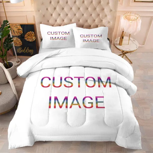 Juego de edredón personalizado con fotos, juegos de cama personalizados con imágenes para niños y niñas (1 edredón y 2 fundas de almohada)