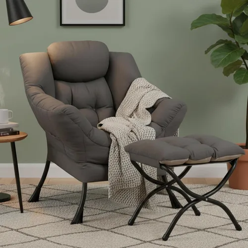 Miniatura 21 de MBOOYOME - Silla perezosa con otomano plegable, sillón de acento moderno de ocio con reposabrazos y bolsillo lateral y reposapiés plegable, silla