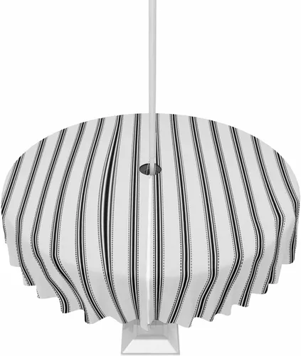 Miniatura 10 de Mantel para exteriores a rayas azul marino, mantel redondo de 60 pulgadas, diseño de rayas blancas y azul marino, impermeable, con agujero