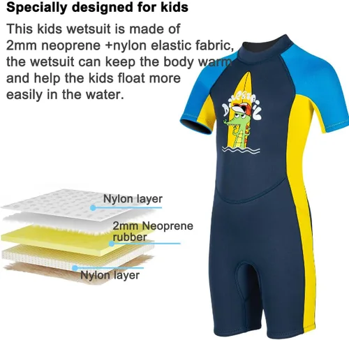 Miniatura 2 de Traje de neopreno completo para niños de 0.098 pulgadas (0.098 in), protección UV, mantiene el calor, trajes de neopreno de manga larga