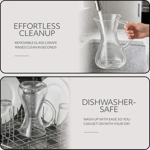 Miniatura 4 de WILLOW Cafetera de goteo de 10 tazas, cafetera automática con jarra de vidrio y función de apagado automático, adecuada para café caliente y helado