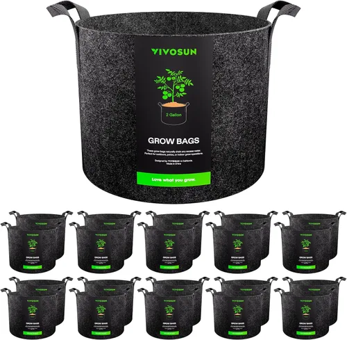Miniatura 21 de VIVOSUN Paquete de 10 bolsas de cultivo de 7 galones, macetas de tela reforzadas para jardinería, color negro