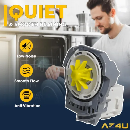 Miniatura 8 de AZ4U El motor de la bomba de drenaje para lavavajillas reemplaza a Whirlpool WDF520PADW WDT970SAHZ0 WDT970SAHV0 WDT710PAHZ1 WDF520PADM7 WDF520PADW7