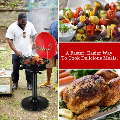Miniatura 5 de Techwood - Parrilla eléctrica para barbacoa para interiores y exteriores, parrilla portátil extraíble de 1600 W con bandeja ajustable de calor y Rojo