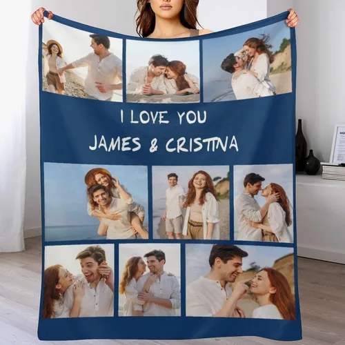 Miniatura 18 de M YESCUSTOM Manta personalizada con imagen y texto, manta personalizada de collage de fotos, mantas de vellón personalizadas para regalo de 1 imagen