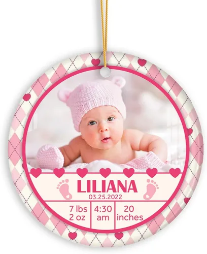 Adorno de bebé de primera Navidad con foto personalizada, adorno de árbol de Navidad con foto personalizada, adorno de recuerdo de bebé, regalo