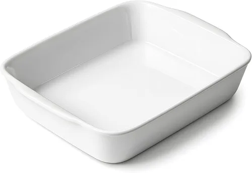 Miniatura 17 de HOMBENE - Cacerola blanca de 1.2 cuartos de galón, bandeja para lasaña para horno, utensilios para hornear, pequeña fuente de cerámica para hornear