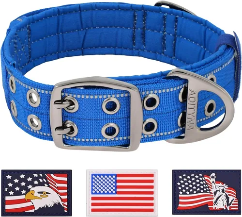 Miniatura 9 de ADITYNA Collar de perro resistente para perros grandes, collar naranja reflectante con asa para entrenar y caminar, ancho, grueso, táctico
