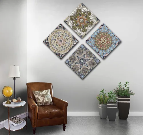 Miniatura 5 de dgbtcart Arte de Pared Mandala para Decoración de Baño, Arte Boho Cuadros Florales Impresiones de Pinturas para Decoración de Sala de Estar - Panel
