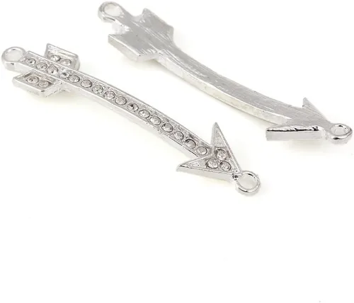 Miniatura 19 de RUBYCA 5pcs Metal Cruz Llave Lateral Conector Cuentas Cristal DIY Joyería Pulsera Tono Plata