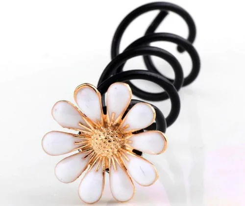 Miniatura 6 de Vpang 5 horquillas de pelo en espiral de margarita, espiral, bobinas para el cabello, pinzas para el cabello para boda, nupcial, flor de metal