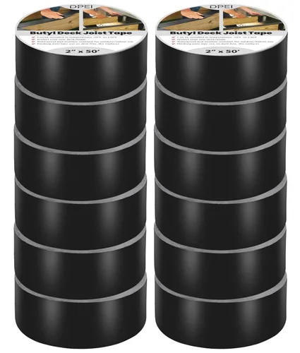 DPEI 12 cintas de vigueta para cubiertas, cinta de vigueta de butilo de 2 pulgadas x 50 pies, cinta de vigueta de butilo para proteger la vigueta,