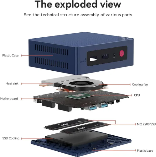 Miniatura 7 de Beelink Mini PC Mini S12 Intel 12th Lake N95 (3.4 GHz 4C/4T), 8 GB DDR4 256 GB SSD, pantallas HDMI 4K duales, mini computadoras compatibles
