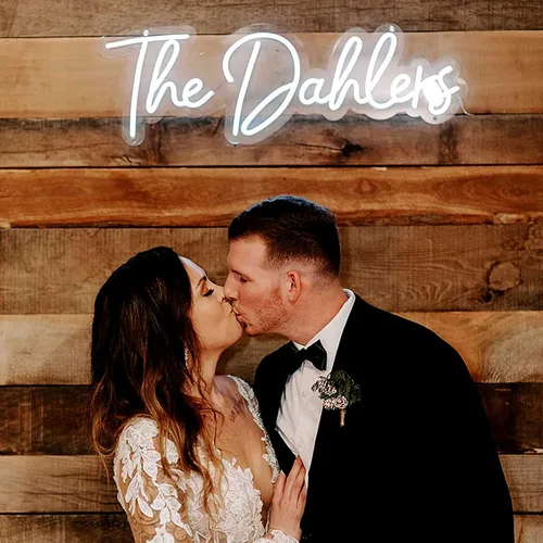 HAJAE - Letreros LED de neón personalizados para decoración de pared, para dormitorio, boda, fiesta de cumpleaños, bar, logotipo (1 línea de texto,