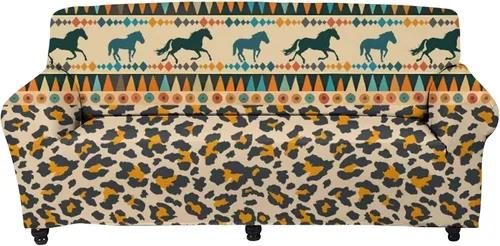 Miniatura 33 de Forchrinse Funda de sofá con estampado navajo africano para sofá de 1 cojín, funda elástica para sofá, protector de muebles para casa rural, hogar