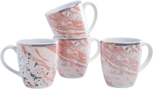 Miniatura 6 de Juego de 4 tazas Corona Perfecto para los amantes del café y el té Amani 12.8 oz - 380cc Cerámica Decoración de oro rosa