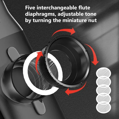 Miniatura 2 de Kazoo de metal con 5 diafragmas – tono ajustable para guitarra, ukelele, violín, piano, teclado – Mini instrumentos musicales Kazoos (negro)