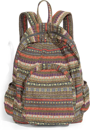 Miniatura 2 de OPQRSTU Bolso de mano hippie para mujer, bolso bohemio de gran capacidad, mochilas de moda turística portátil, Verde Amarillo, Grande, Bohemio