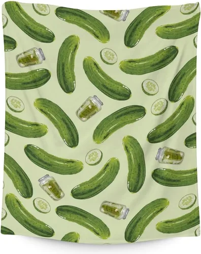 Manta Pickle para niñas, niños, acogedora, cálida, de 30 x 40 pulgadas, manta de tamaño regazo para sofá, silla, manta verde divertida y mullida,
