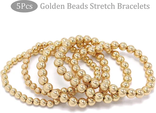 Miniatura 6 de Juego de 5 pulseras de perlas sintéticas para mujer, pulseras elásticas de cuentas para dama de honor, novia, joyería de fiesta