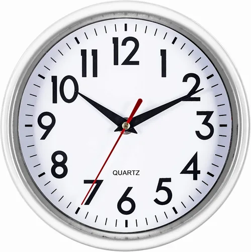 Bernhard Products Reloj de pared blanco de 8 pulgadas retro para cocina, silencioso, sin tictac, de cuarzo, funciona con pilas, para hogar, oficina,