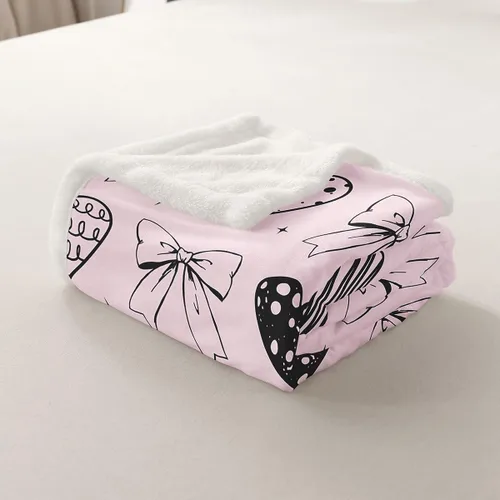 Miniatura 5 de Manta de cama con estampado de corazones de lazo, manta de felpa de grafiti dibujada a mano para decoración rústica del hogar, manta de franela