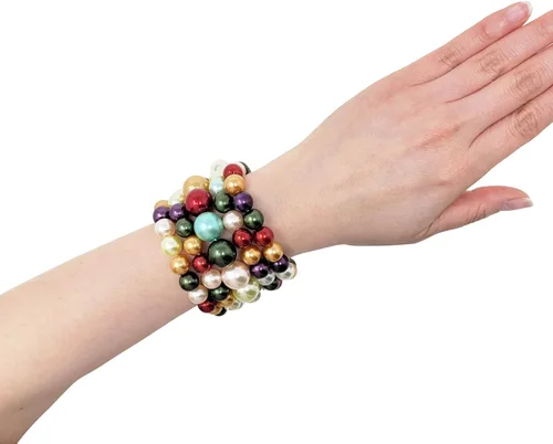 Miniatura 2 de Conjunto de 5 pulseras elásticas de perlas sintéticas para mujer