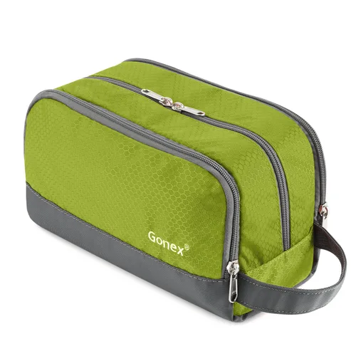 Gonex Neceser de viaje de nailon, bolsa de afeitado, organizador de artículos de tocador, Verde