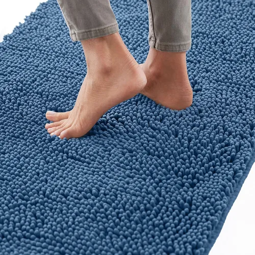 Miniatura 30 de Gorilla Grip - Tapete de baño afelpado, absorbente, peludo, de felpilla, para base de inodoro cuadrada, reverso de goma, suave, de microfibra, claro