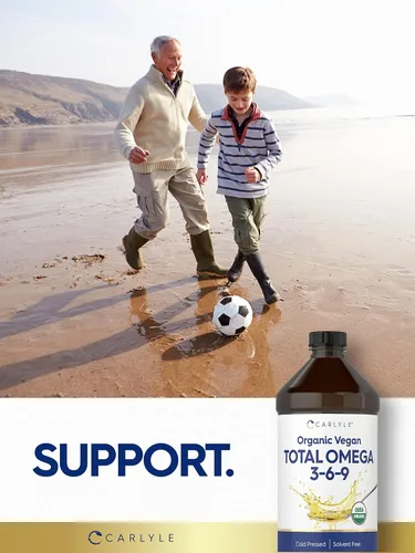Miniatura 6 de Carlyle Omega 3 6 9 16 onzas líquidas Prensado en frío Suplemento orgánico certificado, vegano Vegetariano, sin OMG, sin gluten y sin