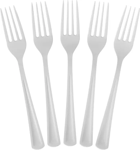 Miniatura 25 de Party Solids Tenedores de plástico negro, 100 piezas, tenedores negros, utensilios desechables, juego de cubiertos de plástico resistente